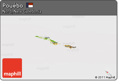 Physical Panoramic Map of Pouébo, cropped outside