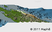 Physical Panoramic Map of Pouébo, darken