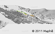 Physical Panoramic Map of Pouébo, desaturated