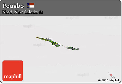 Satellite Panoramic Map of Pouébo, cropped outside