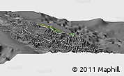 Satellite Panoramic Map of Pouébo, desaturated