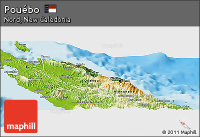 Satellite Panoramic Map of Pouébo, physical outside