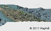Satellite Panoramic Map of Pouébo, semi-desaturated