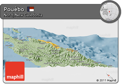 Savanna Style Panoramic Map of Pouébo