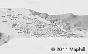 Shaded Relief Panoramic Map of Pouébo, desaturated