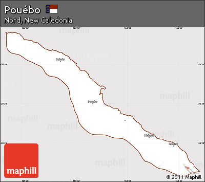 Classic Style Simple Map of Pouébo, cropped outside
