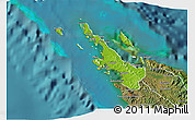 Physical 3D Map of Poum, satellite outside