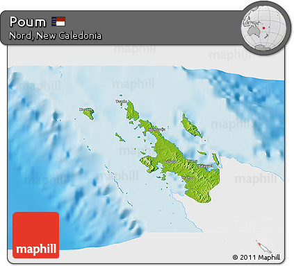 Physical 3D Map of Poum, single color outside