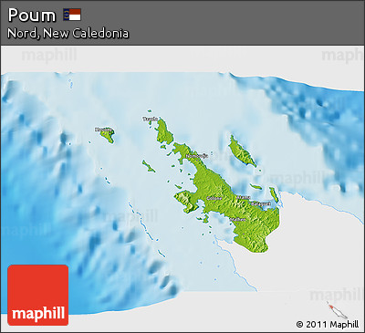 Physical 3D Map of Poum, single color outside