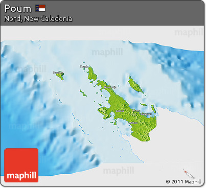 Physical 3D Map of Poum, single color outside