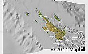 Satellite 3D Map of Poum, lighten, desaturated