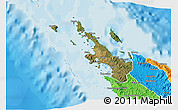 Satellite 3D Map of Poum, political outside