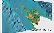Satellite 3D Map of Poum, single color outside