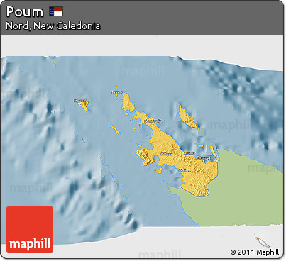 Savanna Style 3D Map of Poum, single color outside