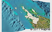 Shaded Relief 3D Map of Poum, satellite outside