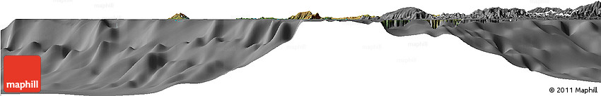 Satellite Horizon Map of Poum, desaturated