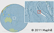 Savanna Style Location Map of Poum, highlighted country, hill shading