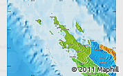 Physical Map of Poum, political outside