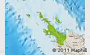 Physical Map of Poum, shaded relief outside