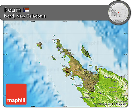 Satellite Map of Poum, physical outside