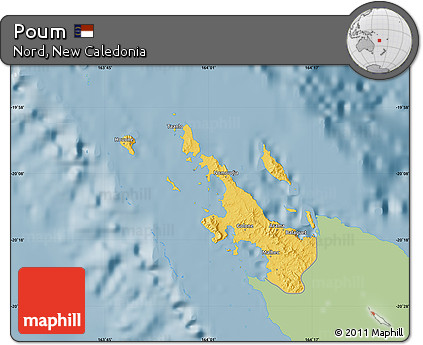 Savanna Style Map of Poum, single color outside