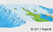 Physical Panoramic Map of Poum, political outside