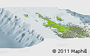 Physical Panoramic Map of Poum, semi-desaturated