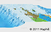 Satellite Panoramic Map of Poum, political outside
