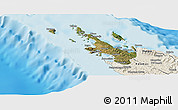 Satellite Panoramic Map of Poum, shaded relief outside