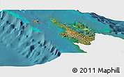 Satellite Panoramic Map of Poum, single color outside