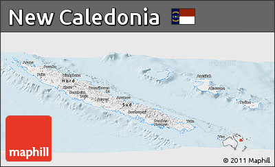 Gray Panoramic Map of New Caledonia, single color outside