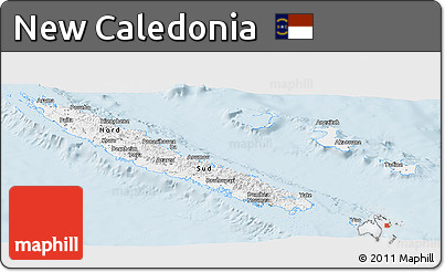 Gray Panoramic Map of New Caledonia, single color outside