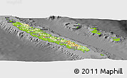 Physical Panoramic Map of New Caledonia, darken, desaturated