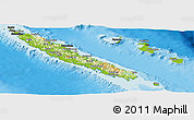 Physical Panoramic Map of New Caledonia, darken, semi-desaturated, land only