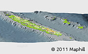 Physical Panoramic Map of New Caledonia, darken, semi-desaturated