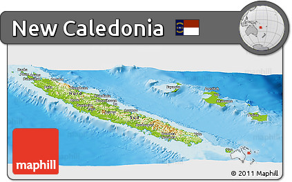 Physical Panoramic Map of New Caledonia