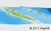 Physical Panoramic Map of New Caledonia, lighten, desaturated, land only