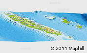 Physical Panoramic Map of New Caledonia, lighten, semi-desaturated, land only