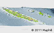 Physical Panoramic Map of New Caledonia, semi-desaturated