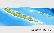 Physical Panoramic Map of New Caledonia, single color outside, bathymetry sea