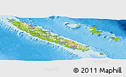 Physical Panoramic Map of New Caledonia, single color outside, bathymetry sea, shaded relief sea