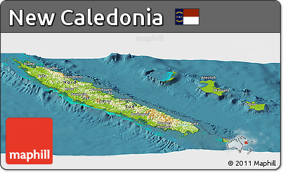 Physical Panoramic Map of New Caledonia, single color outside, satellite sea