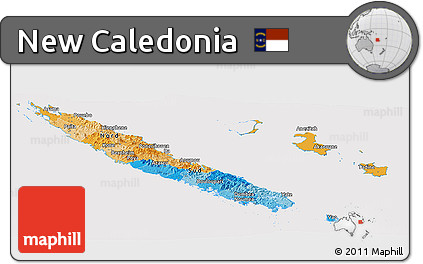 Political Panoramic Map of New Caledonia, cropped outside