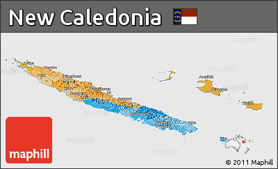 Political Panoramic Map of New Caledonia, cropped outside