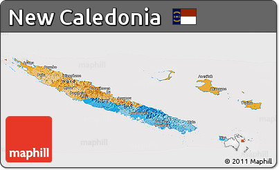 Political Panoramic Map of New Caledonia, cropped outside