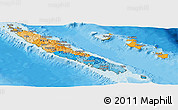 Political Panoramic Map of New Caledonia, satellite outside, bathymetry sea