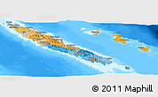 Political Panoramic Map of New Caledonia, semi-desaturated, land only