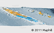 Political Panoramic Map of New Caledonia, semi-desaturated