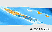 Political Panoramic Map of New Caledonia, single color outside, bathymetry sea