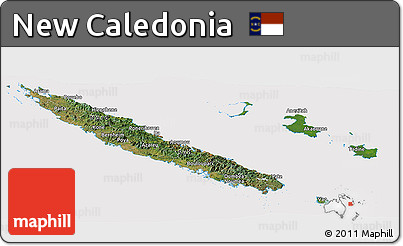 Satellite Panoramic Map of New Caledonia, cropped outside
